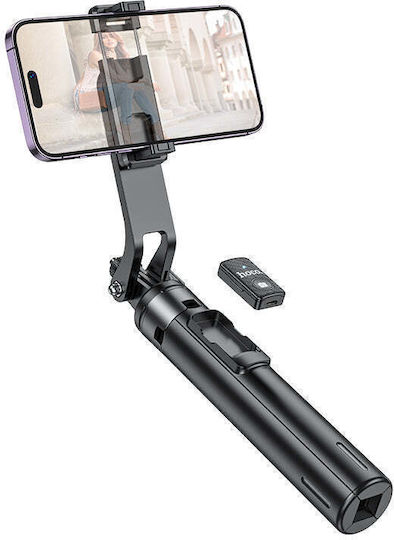 Hoco Quadropod Selfie Stick din Aluminiu Bluetooth cu Telecomandă Negru