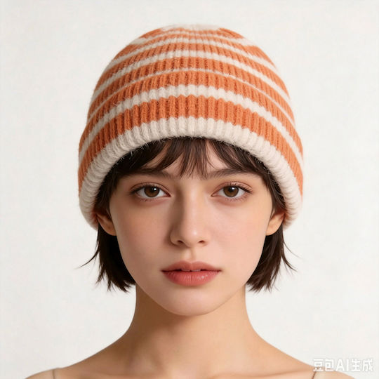 Unisex Beanie Strickmütze in Braun Farbe