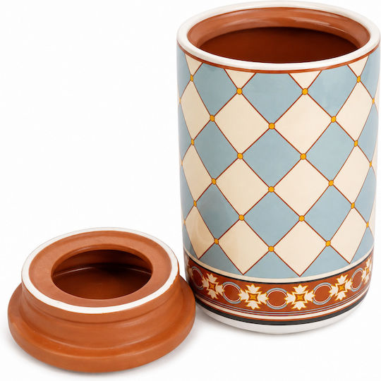 Ceramic Brown Coffee Jar with Lid 11x19cm