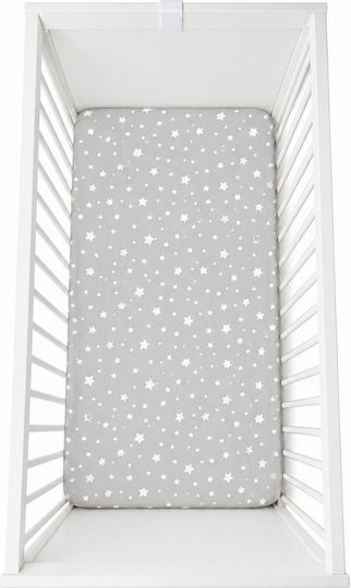 Детски Чаршаф За Количка Памучен с Ластик Сив 60x120см
