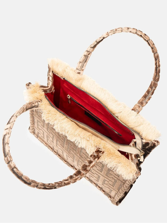 Stoff Damen Tote Tasche Braune