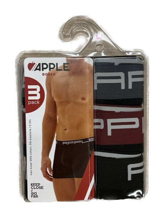 Apple Boxer Σετ Παιδικά Μποξεράκια 3τμχ Μαύρα
