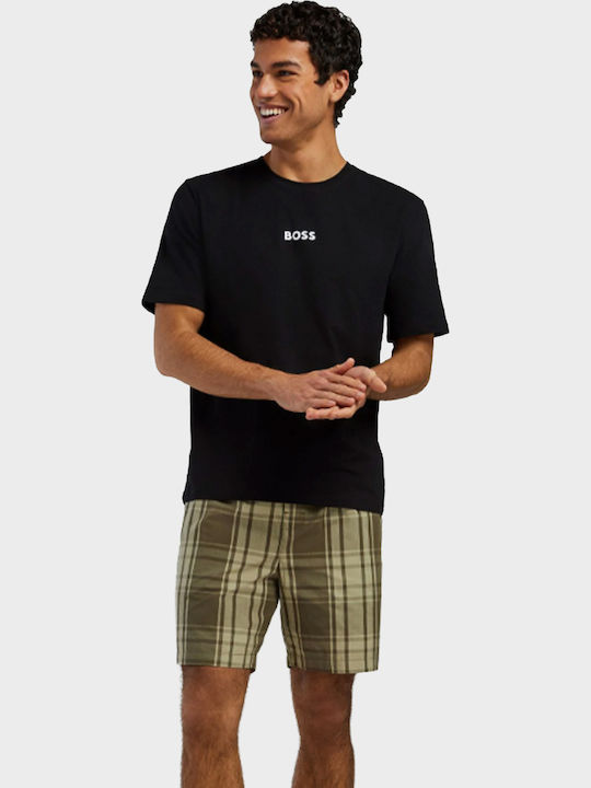 Boss Sommer Herrenpyjama Karos Olive