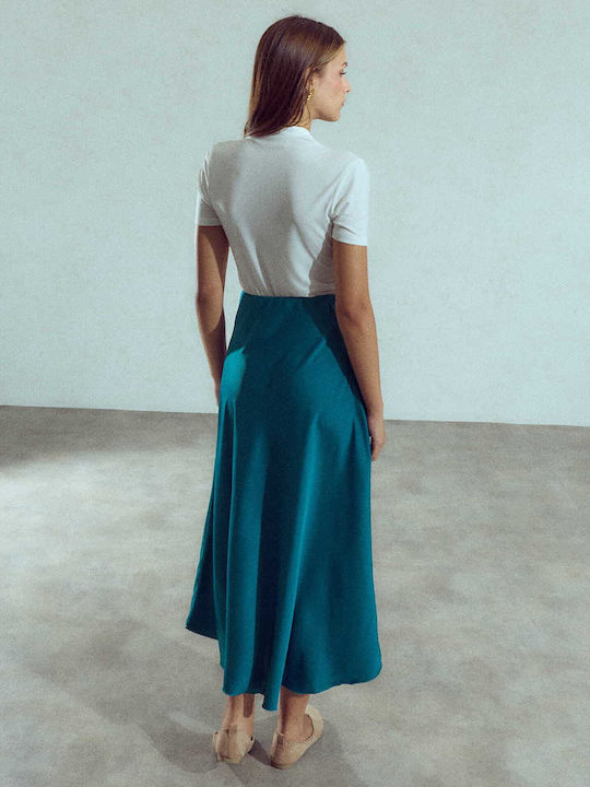 Celestino Women's Satin Midi Skirt Petrol