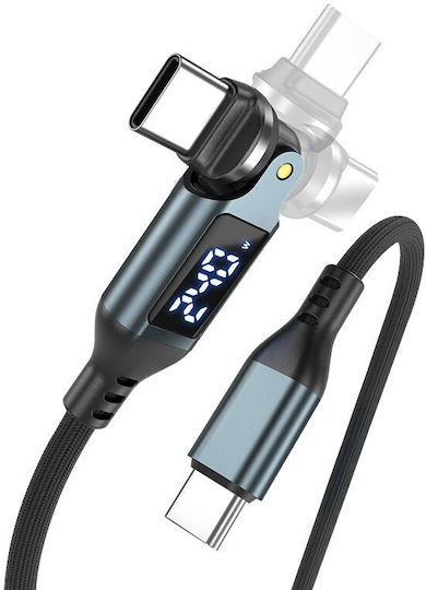 Mobile Origin Winkel (90°) / Geflochtenes / LED USB 2.0 Kabel USB-C männlich - USB-C 240W PD Grau 1m MO-DRC-S-CB16