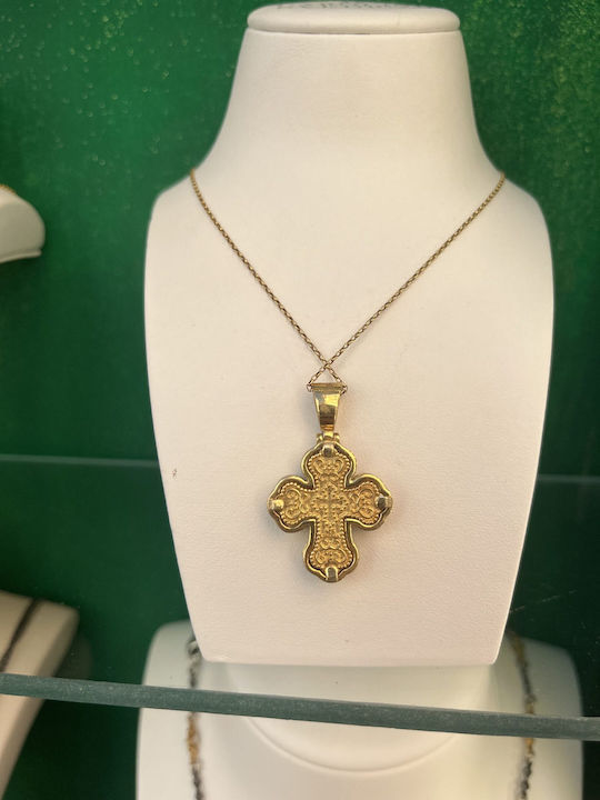 Men's Gold Plated Byzantine Cross with Chain