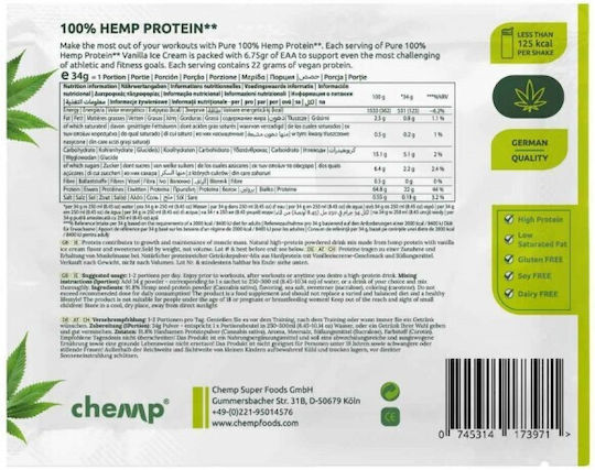 Chemp Cannabis Protein mit Vanille-Eis Geschmack 34g