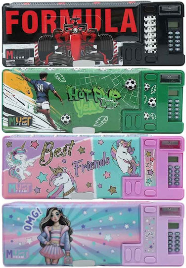 Must Team Magnetisches Federmäppchen 12 Stück mit Taschenrechner Verschiedene Designs oder Farben