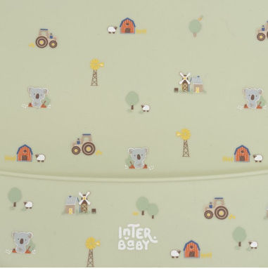 Interbaby Waterproof Silicone Baby Bib with Pocket Green for 4 m+