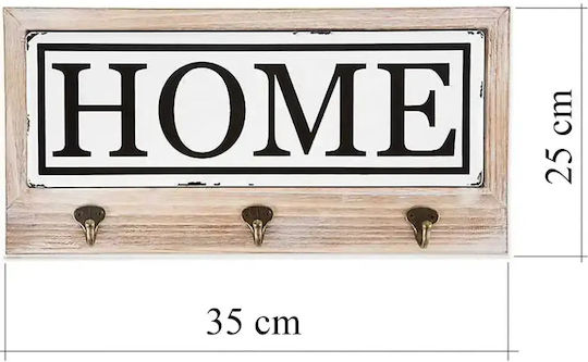 Κρεμάστρα Τοίχου Ξύλινη 3 Θέσεων Καφέ 35x18x25cm
