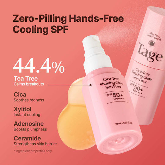 Tage Cica-tree Shaking Glow Sun Fixer Spf50+ Pa++++ – Слънцезащитен Установяващ Спрей За Грим Блясък Фиксация 50 Ml
