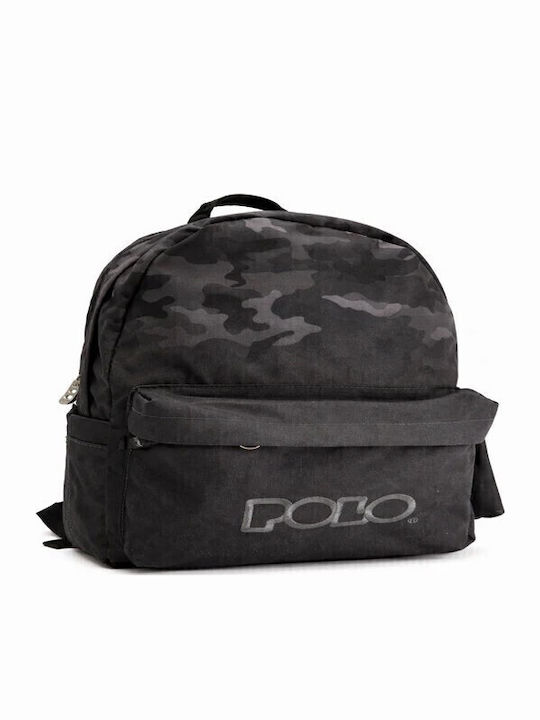Polo Double Scarf School Backpack Junior High-High School With Water Bottle Holder Black 27 Litre 30 x 24 x 42cm 2026