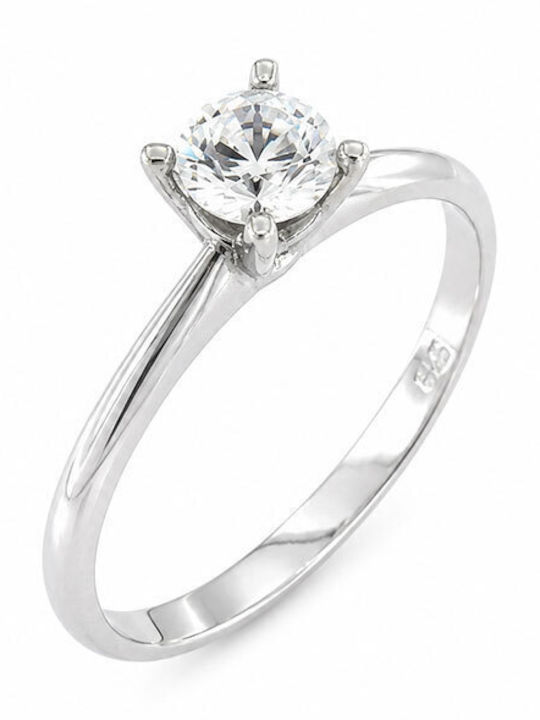 Ios Single Stone Ring in 14K White Gold