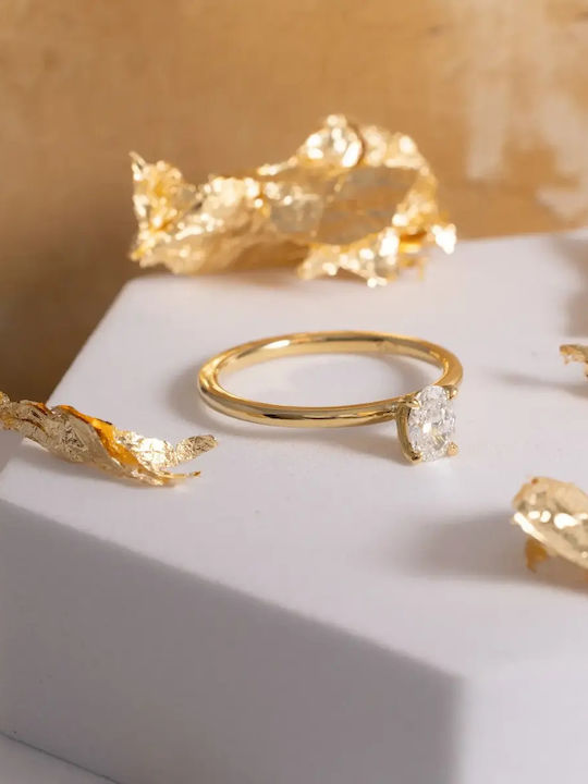 Einzelner Steine Ringe aus Gold 18K mit Diamant
