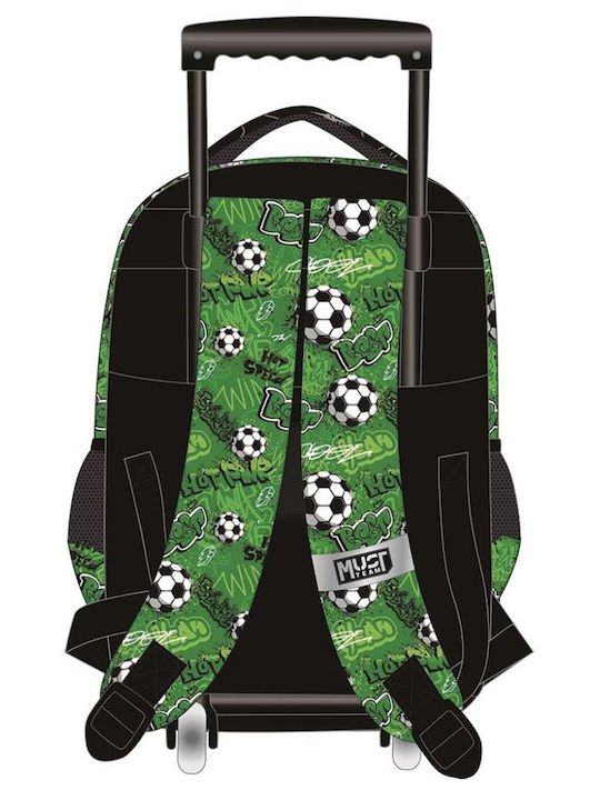 Must Team School Trolley Bag For Elementary With Water Bottle Holder Green 30L 34 x 20 x 44cm