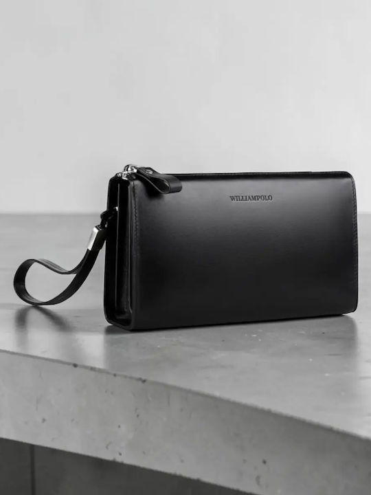 Leder Herren Handtasche Schwarz