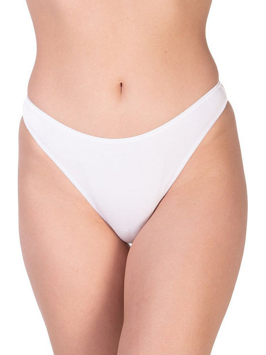 Baumwoll Hohe Taille Damen-Slip Brasil Weiß