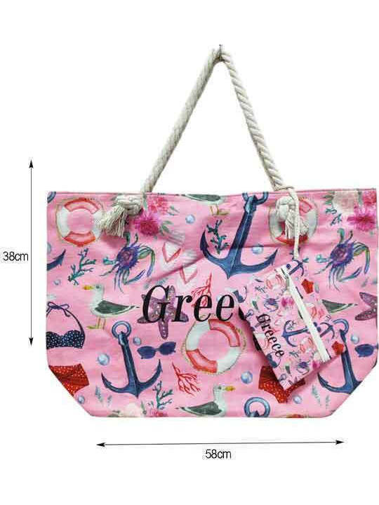 Mehrfarbige Strandtasche mit Brieftasche