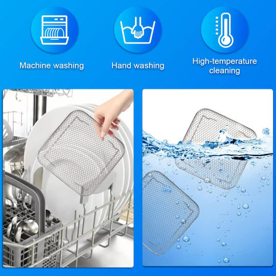 Set 3 grătare pentru Airfryer Zola din inox cu picioare 21 X 10 cm argintii