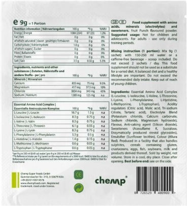 Chemp EAAs + Електролити 9 гр Плодов пунш