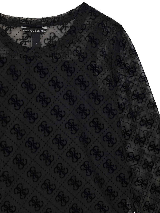 Guess Bluză Pentru Copii Mâneci Lungi Neagră J6yp02k3743