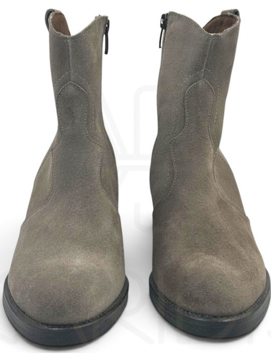 Wildleder Stiefeletten Damen Cowboy Braun