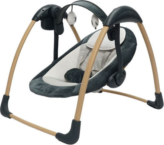Bo Jungle Elektrische Babywippe & Schaukel mit Musik und Vibration in Grau für Kinder bis 9kg