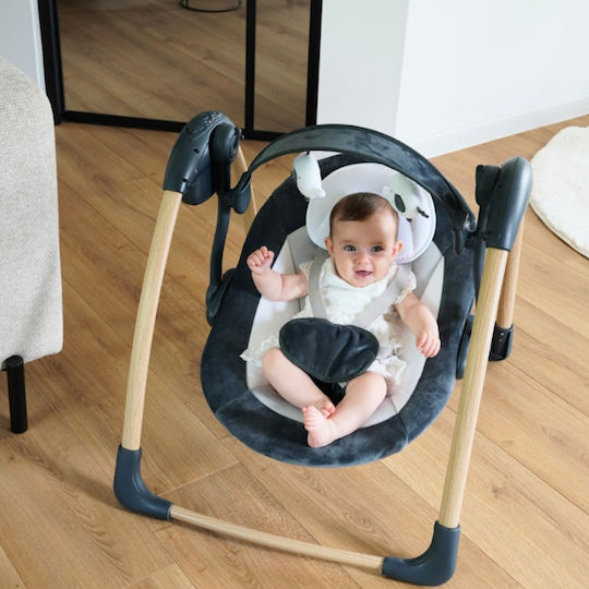 Bo Jungle Elektrische Babywippe & Schaukel mit Musik und Vibration in Grau für Kinder bis 9kg