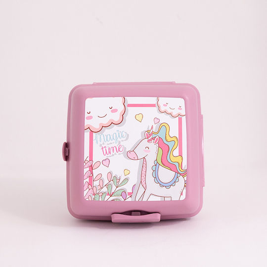 Sidirela Unicorn Stainless Steel Kids' Dinner Set Unicorns 0.46lt Thermal Pink