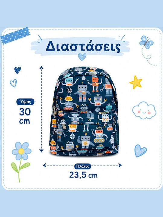 A Little Lovely Company Kindergarten School Backpack Blue 23.5 x 10 x 30cm
