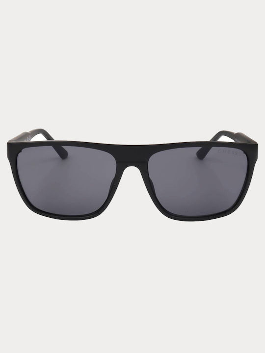 Guess Men's Sunglasses with Black Horn-Rimmed Frame and Grey Gradient Lens