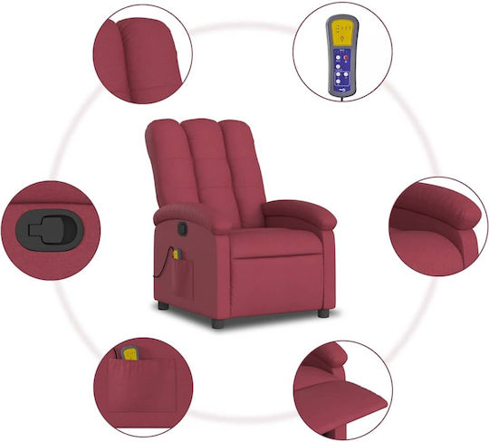Πολυθρόνα Relax Massage Κόκκινο Κρασιού 70x93x101cm