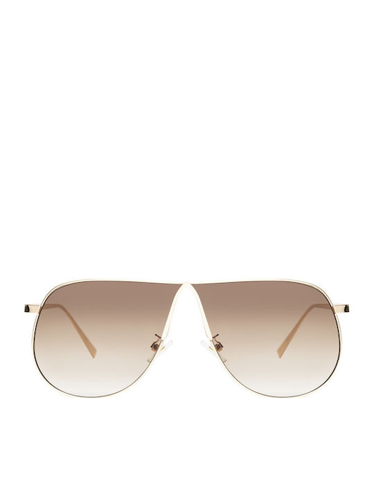 Unisex Sonnenbrillen mit Gold Metallischer Rahmen und Goldene Gläser