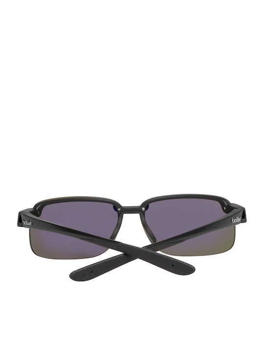 Flyair Men's Sunglasses with Black Horn-Rimmed Frame and Blue Lens