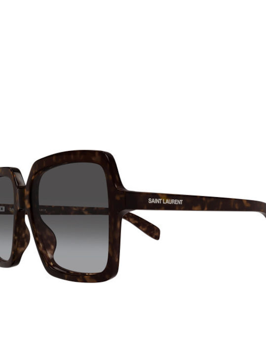 Ysl Women's Sunglasses with Brown Tartaruga Horn-Rimmed Frame and Gradient Lens