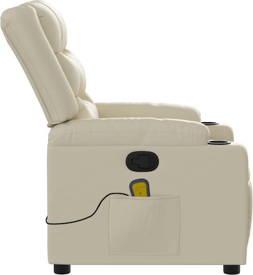 Relax Massage Armchair with Footstool Made of Artificial Leather Cream 77x93x99cm