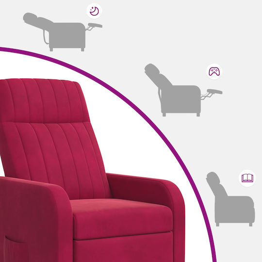 Relax Massage Velvet Red Armchair 66x95x100cm