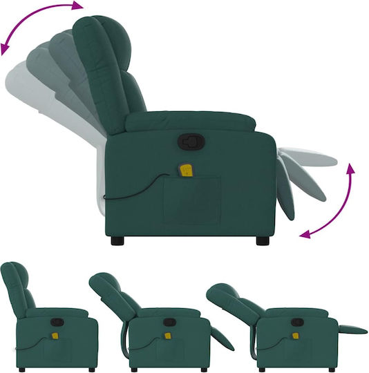 Πολυθρόνα Relax Massage με Υποπόδιο Σκούρο Πράσινο 77x95x99cm
