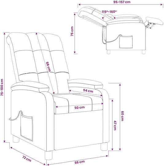 Πολυθρόνα Relax Massage Σκούρο Πράσινο 66x95x100cm