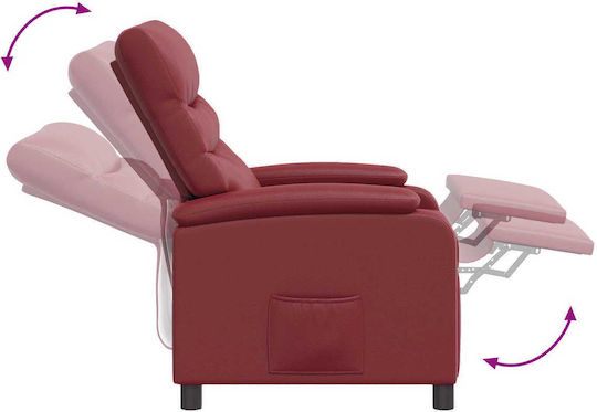 Πολυθρόνα Relax Massage από Δερματίνη Κόκκινο 66x95x100cm