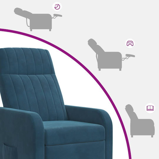 Πολυθρόνα Relax Massage Βελούδινη Μπλε 66x95x100cm