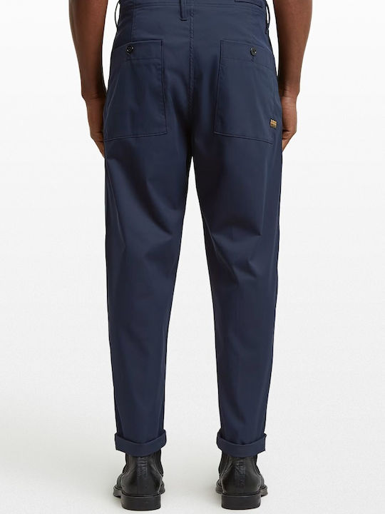 Pleated Men's Chino Trousers Blue