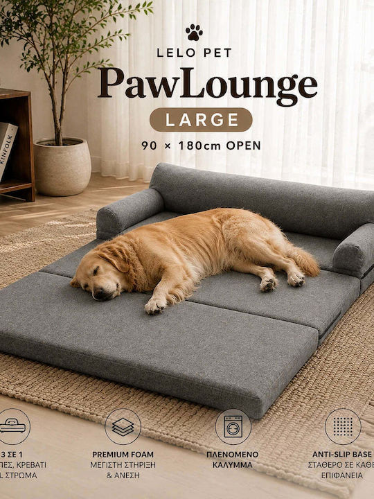 Lelo Pet Pawlounge Καναπές Κρεβάτι Σκύλου Ορθοπεδικός Γκρι 90x180εκ.