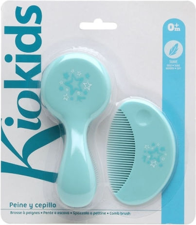Kiokids Baby Brush & Comb Stars Ciel Blue 2 Pieces