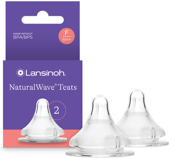 Lansinoh NaturalWaveTM Биберони от Силикон Бърз поток за 6+ месеца 2pcs