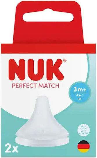 Nuk Perfect Match Биберони от Силикон със Среден Поток за 3+ Месеца 2 Броя