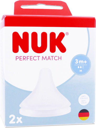 Nuk Perfect Match Биберони от Силикон със Среден Поток за 3+ Месеца 2 Броя