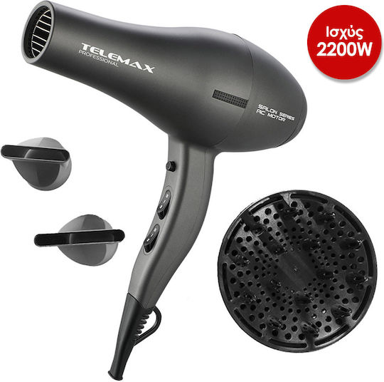 Telemax FK-8813 Professionell Haartrockner mit Diffusor 2200W Grey