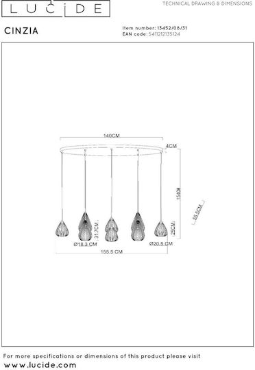 Lucide Lightning Cinzia Κρεμαστό Φωτιστικό Lucide Lightning Cinzia Κρεμαστό Φωτιστικό