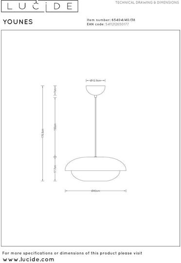 Lucide Lightning Younes Κρεμαστό Φωτιστικό 40x40x176.5εκ. Lucide Lightning Younes Κρεμαστό Φωτιστικό 40x40x176.5εκ.